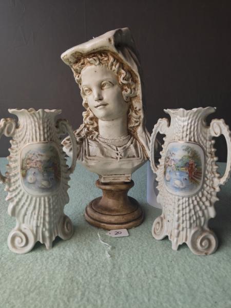 Female Bust and Vases