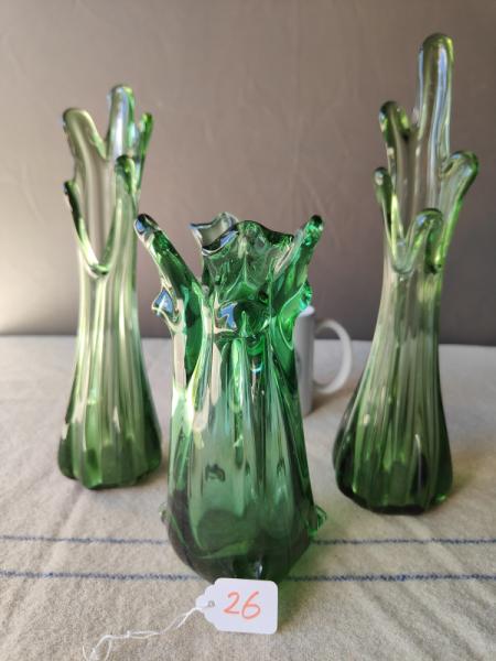 Vintage Emerald Green Vases