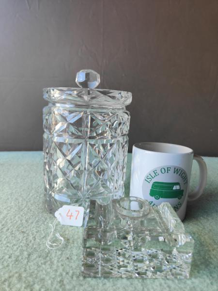 Glass Biscuit Barrel etc.